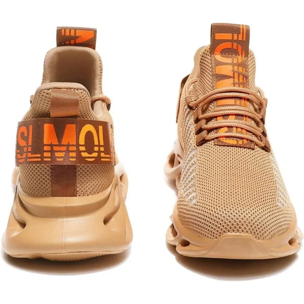 Men's Brown Breathable Running Walking Ultra Sport Gym Slip On Sneakers Shoes - Picture 6 of 7